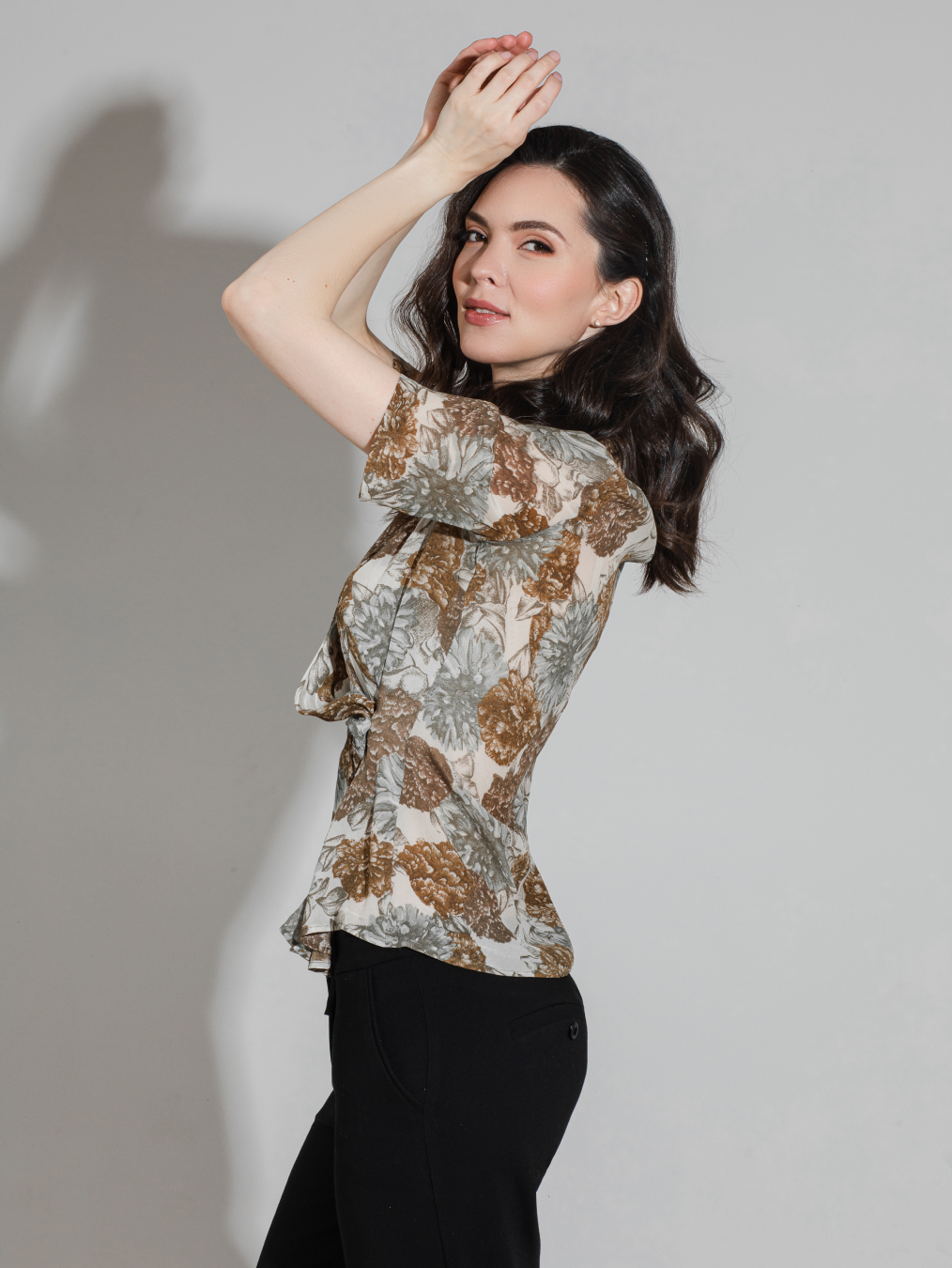 chiffon sheer mesh shirt top long sleeve drop shoulder blouse