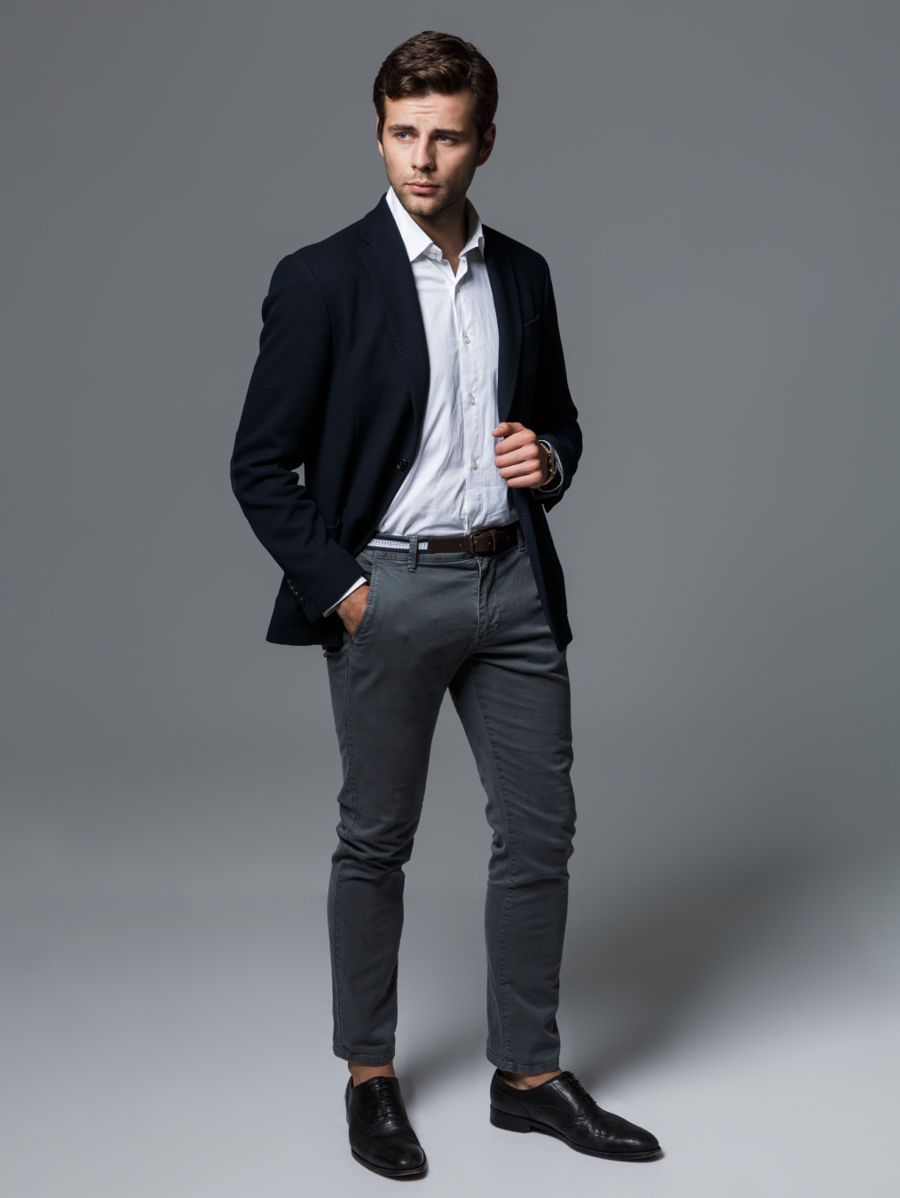 men navy check slim fit casual blazer