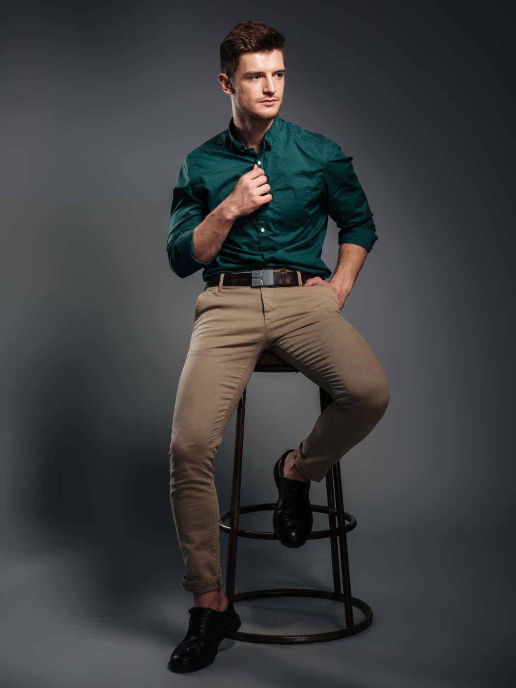 majestic man solid slim fit casual shirt for men