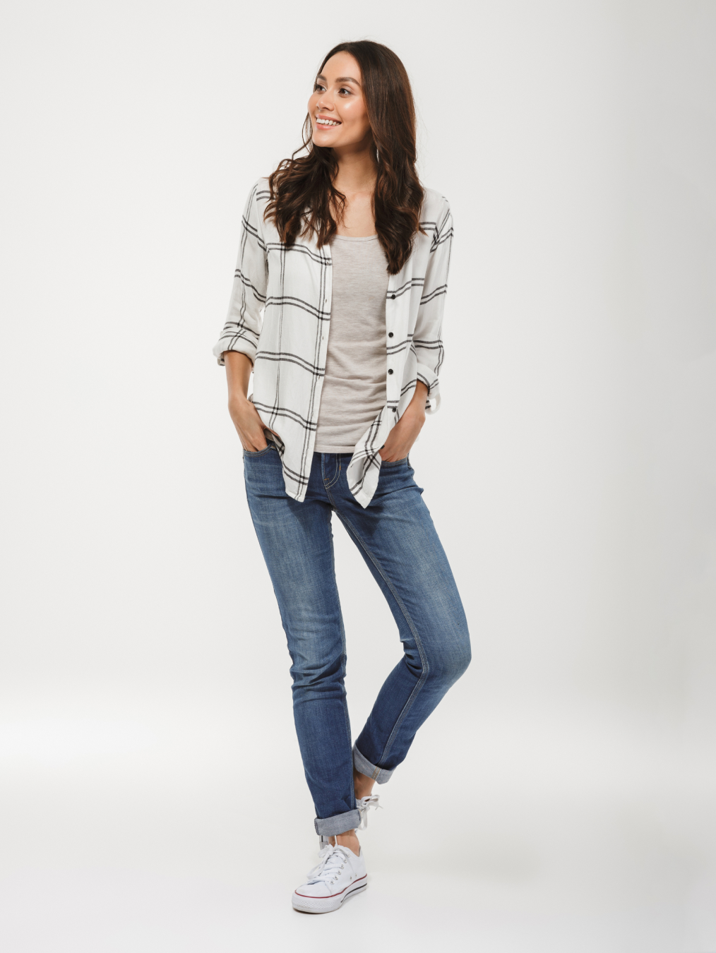 women regular fit checkered casual shirt