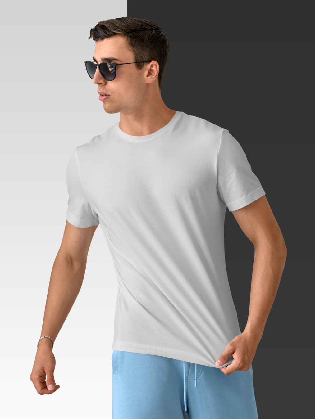 byford by pantaloons white & black cotton regular fit t-shirt
