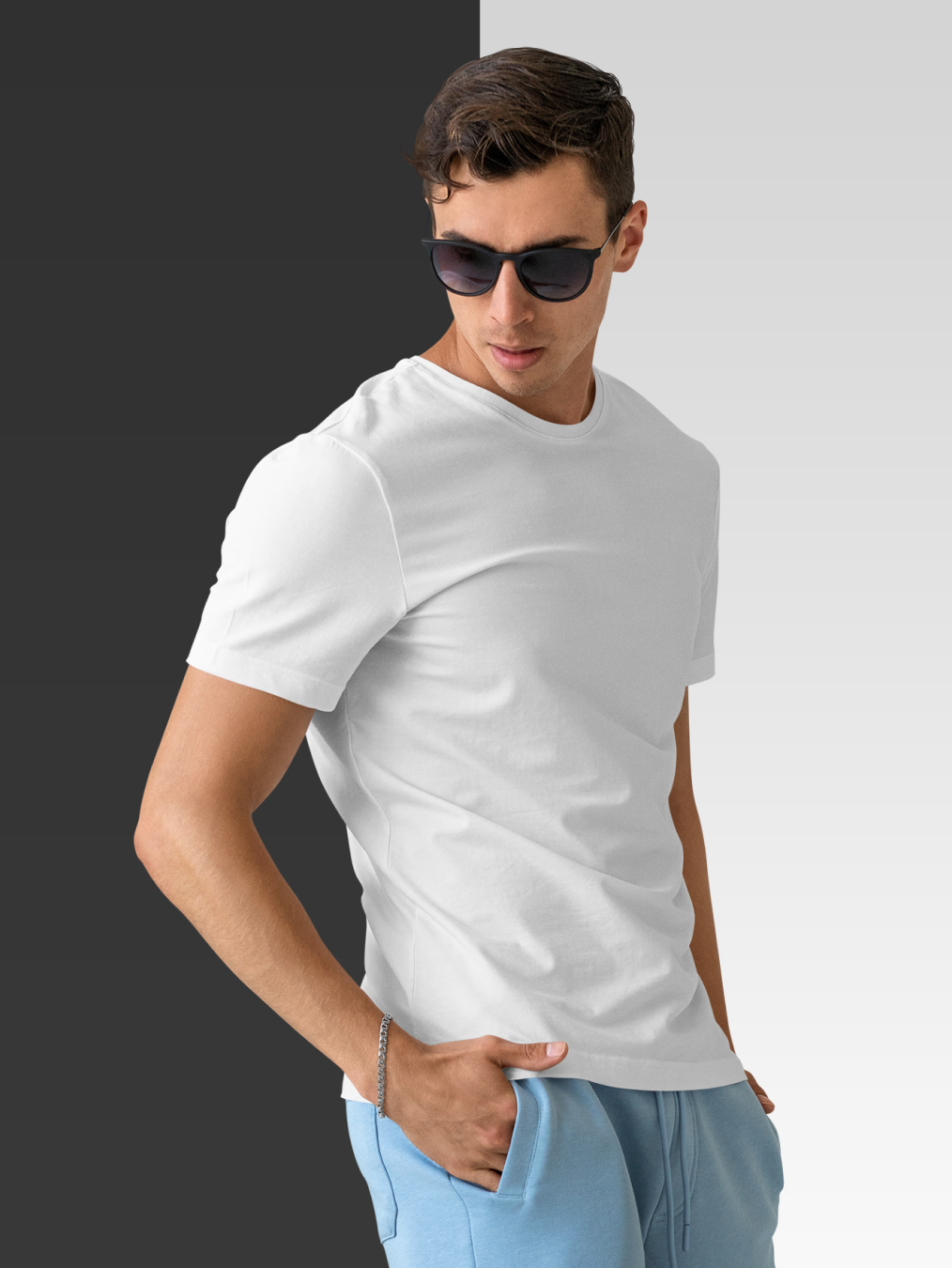 byford by pantaloons white & black cotton regular fit t-shirt
