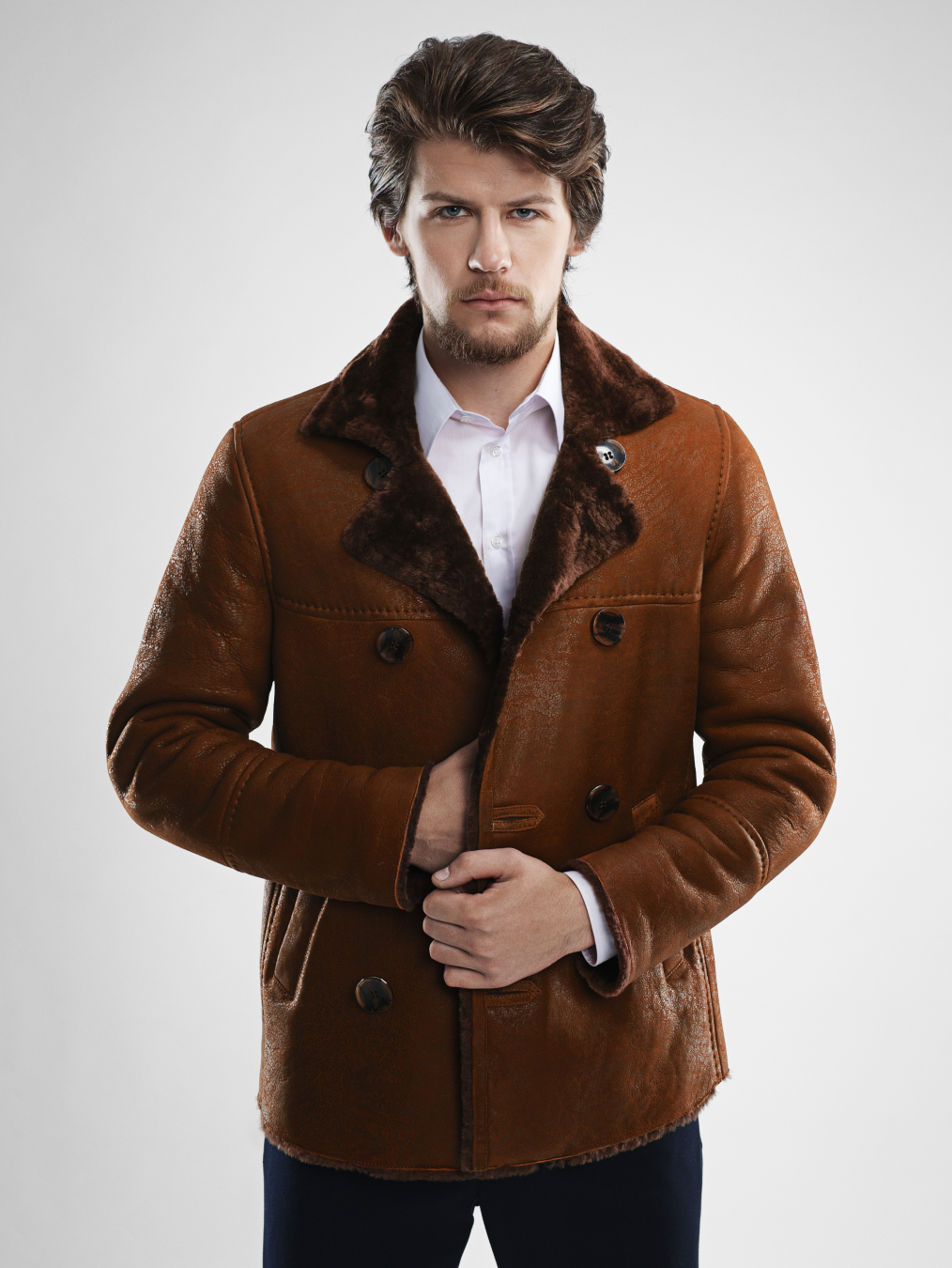 handsome lapel fur fall jackets men