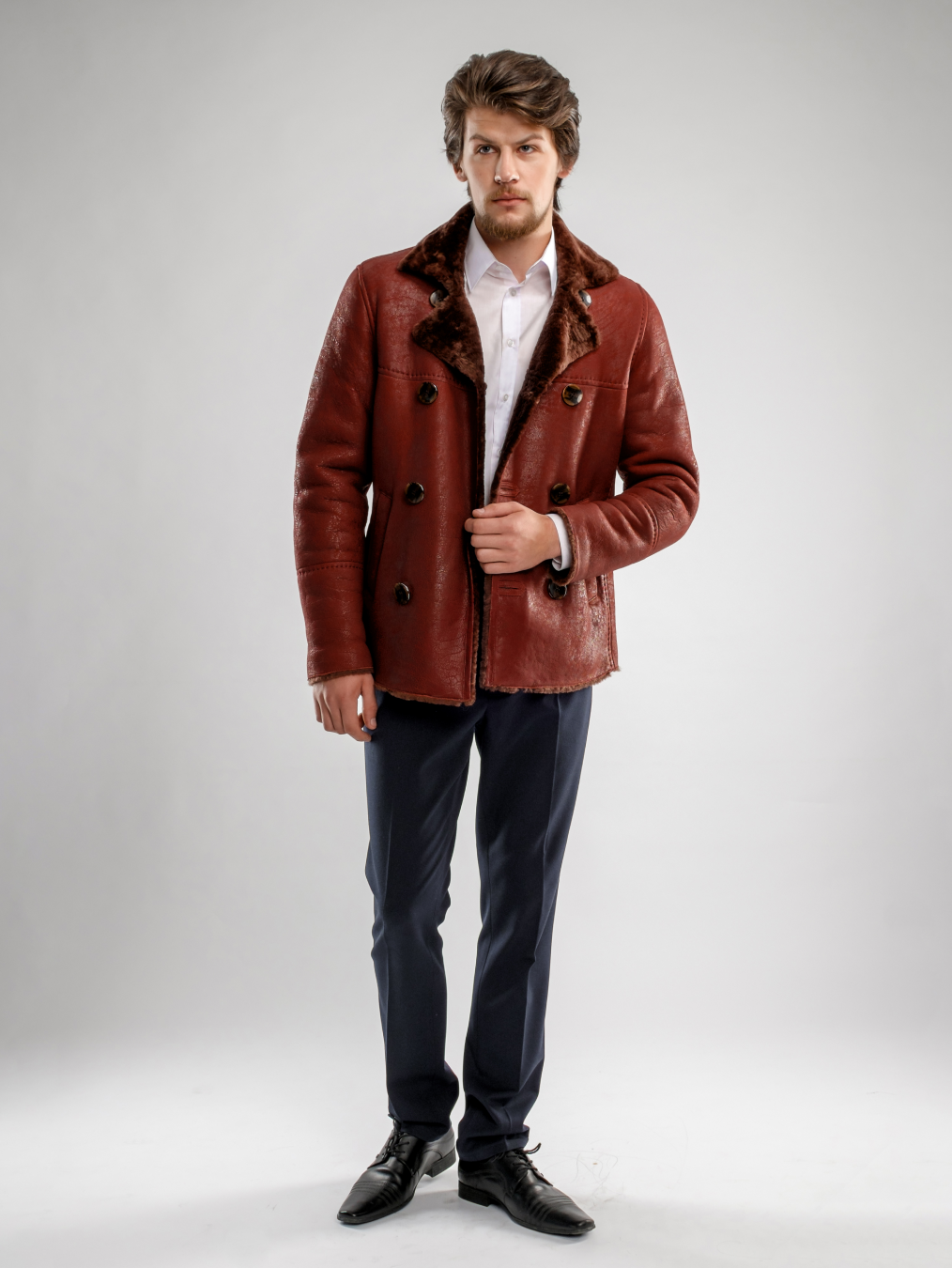 handsome lapel fur fall jackets men
