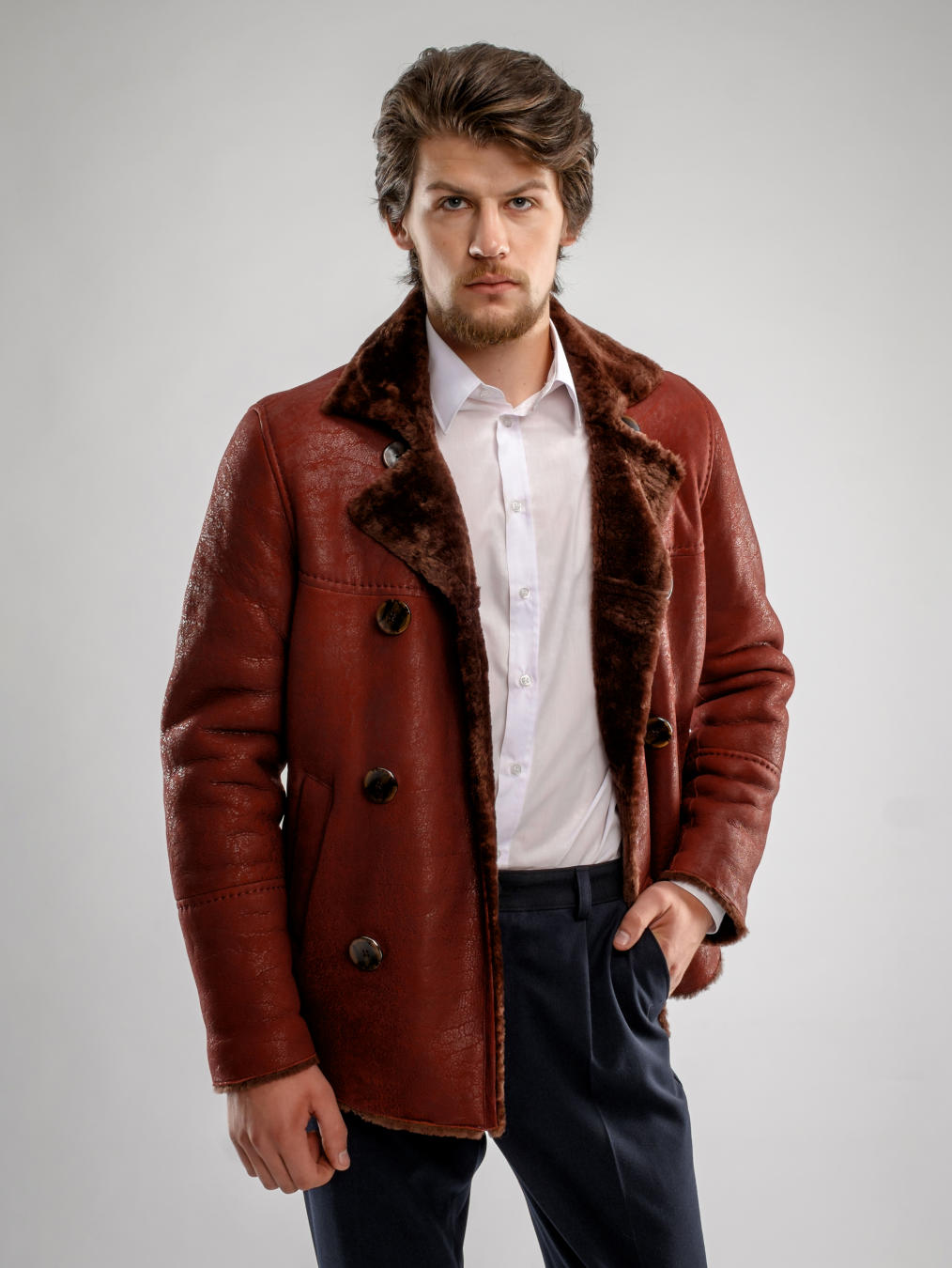 handsome lapel fur fall jackets men