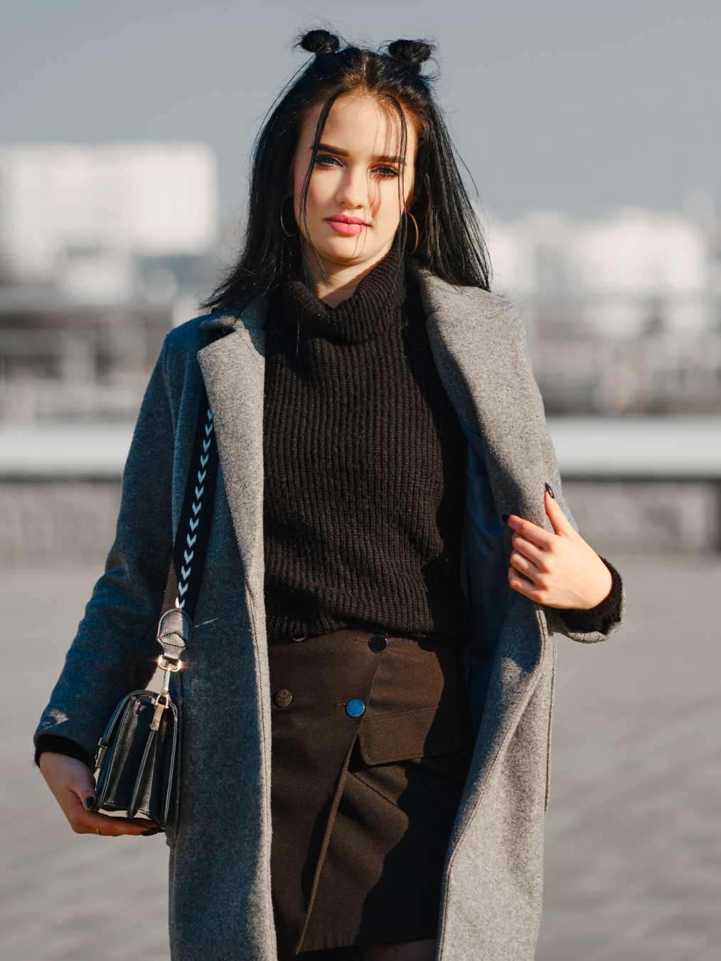 single breasted lapel neck overcoat