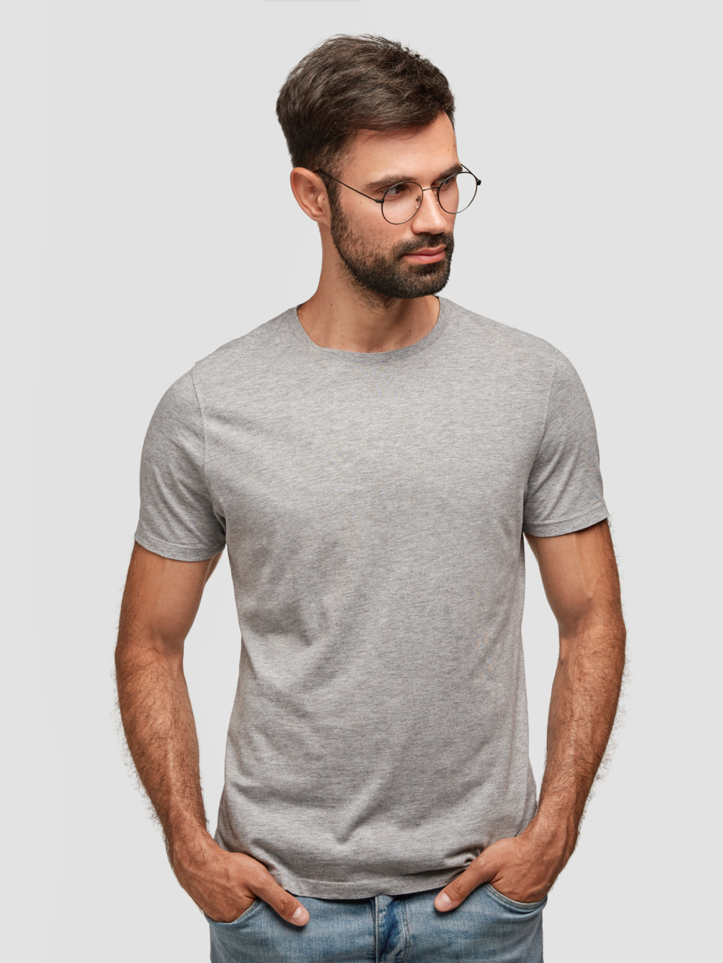 grey htr classic men's round neck t-shirt