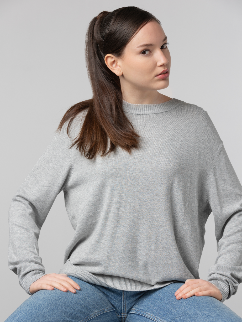 jockey solid women round neck grey cheap t-shirts