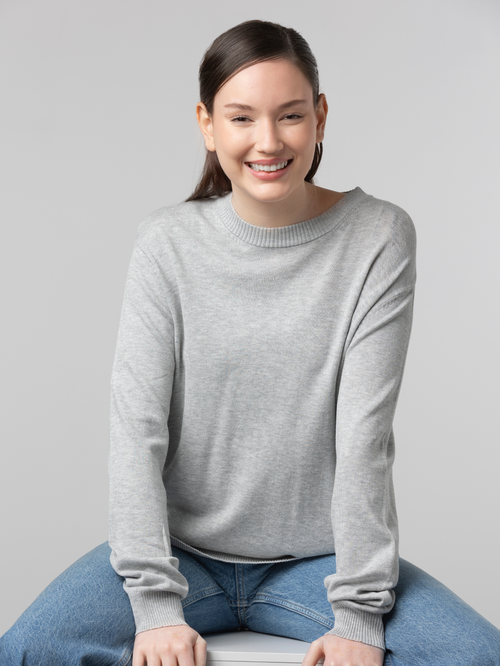 jockey solid women round neck grey cheap t-shirts