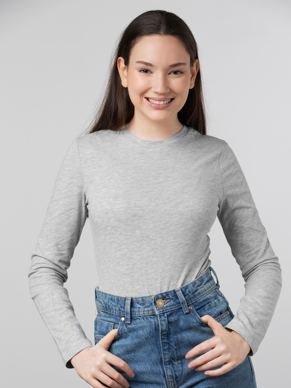 jockey solid women round neck grey cheap t-shirts